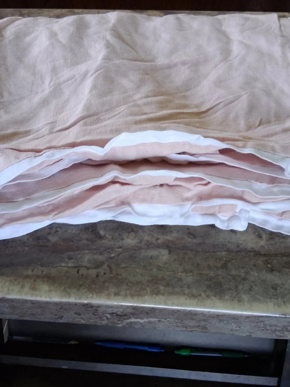 Pottery Barn Belgian Flax Linen Double Flange Soft Rose F/Q Duvet Cover Set